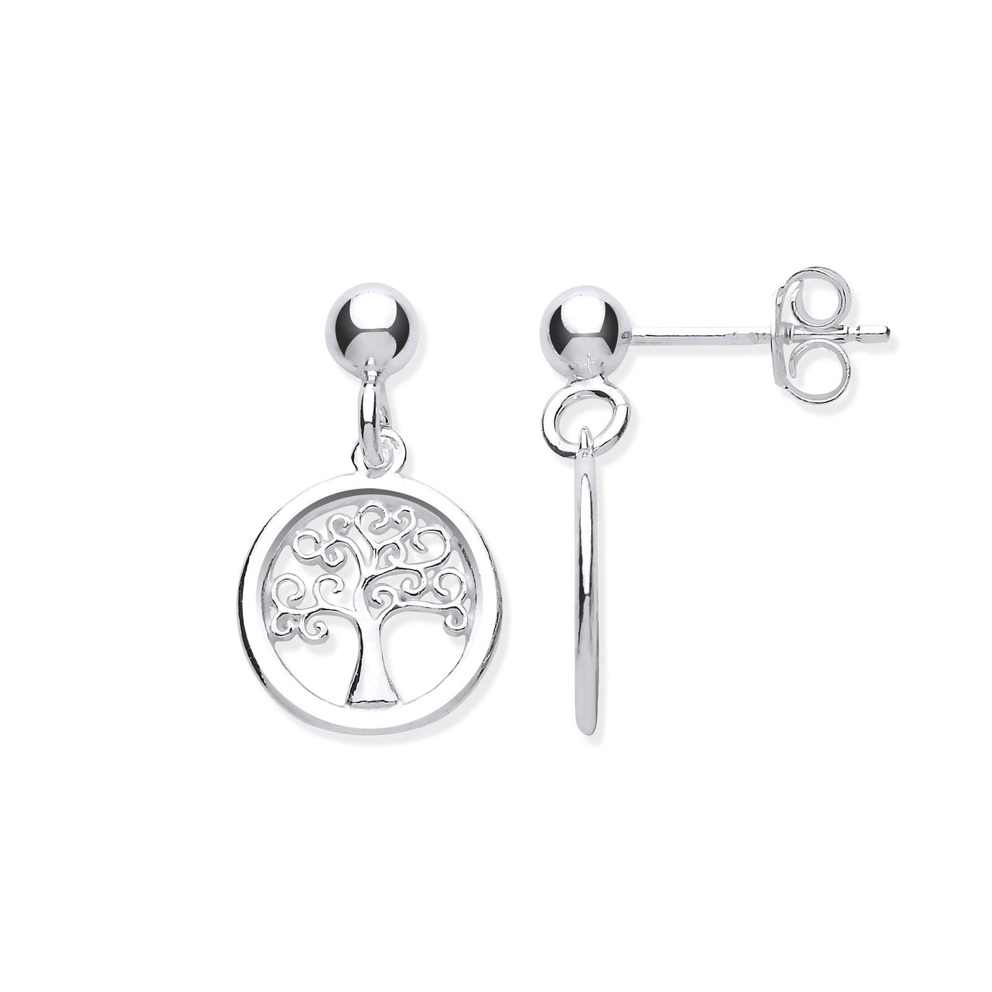 Silver Tree Of Life Drop Earrings