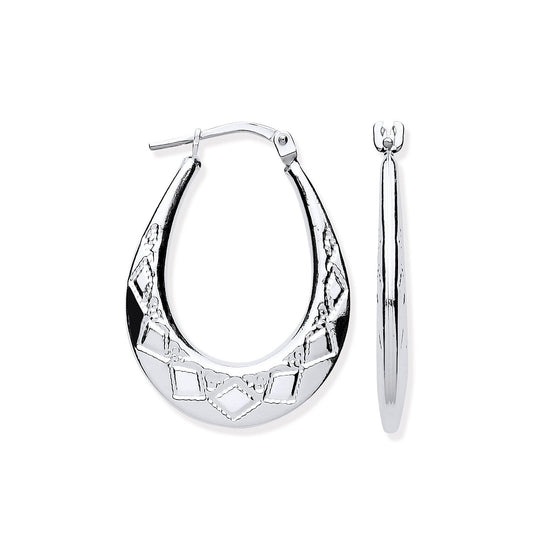 Silver D/c Oval Creoles