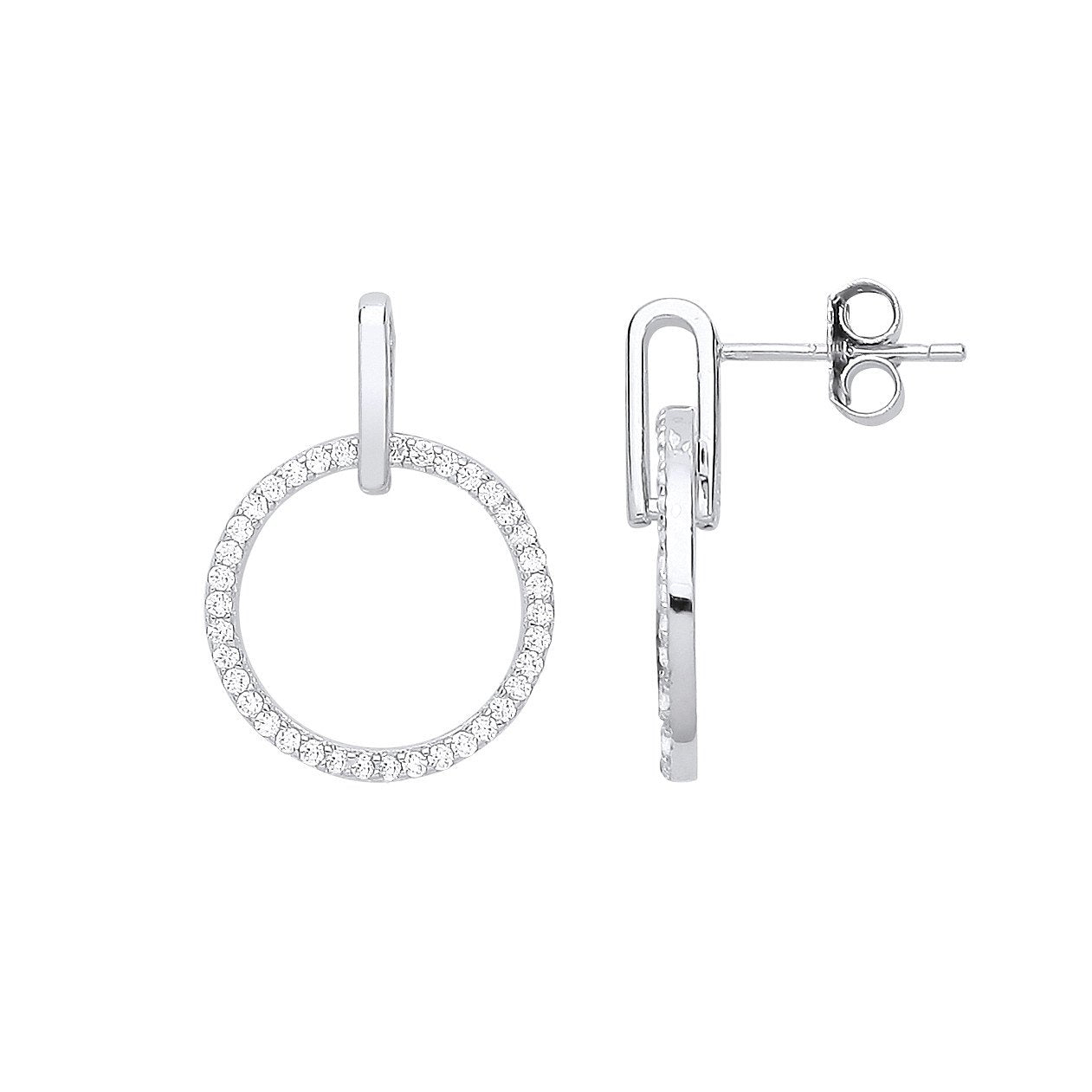 Silver Circle Of Life Cubic Zirconia Drop Earrings