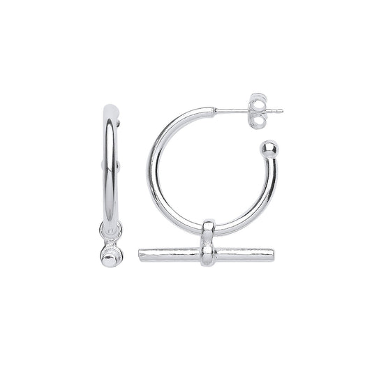 Silver T-bar 20mm Hoop Earrings