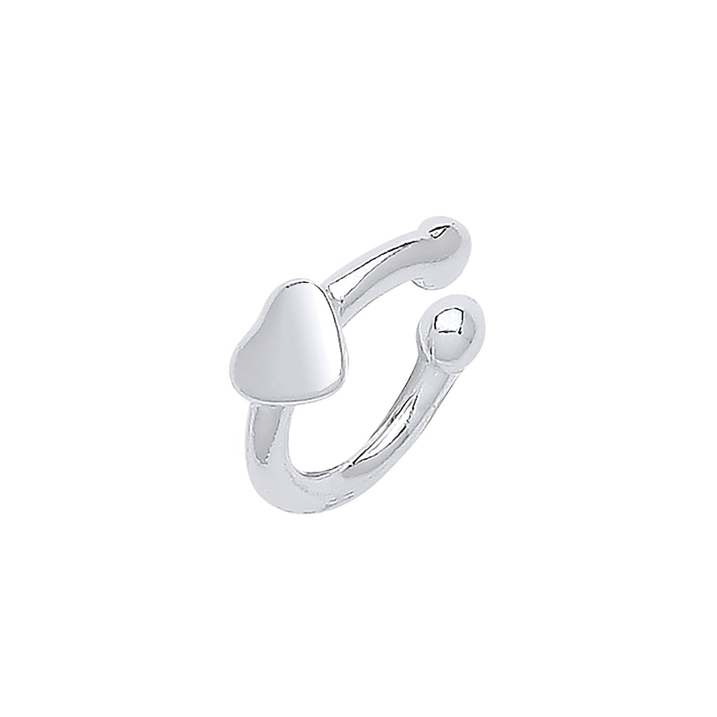 Silver Plain Cuff With Heart