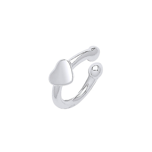 Silver Plain Cuff With Heart