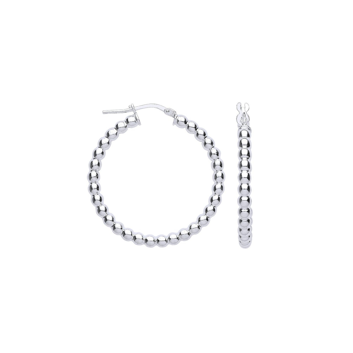 Silver Bead 31mm Hoop Earrings