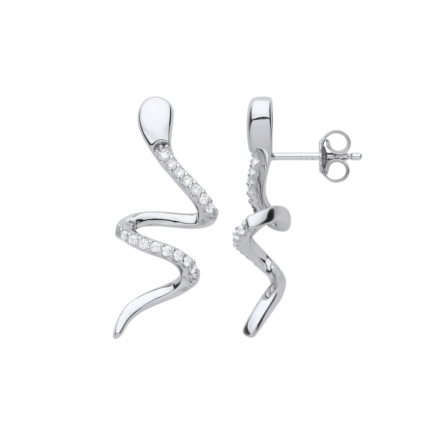 Silver Snake Cubic Zirconia Drop Earrings