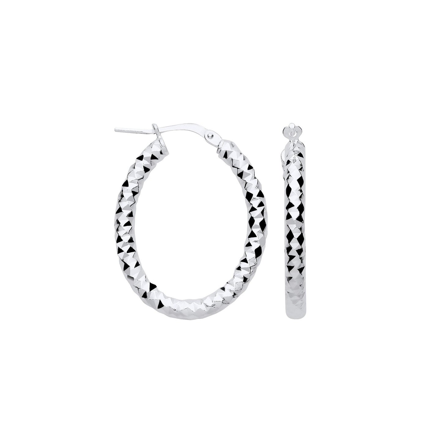 Silver D/c Creole Hoop Earrings