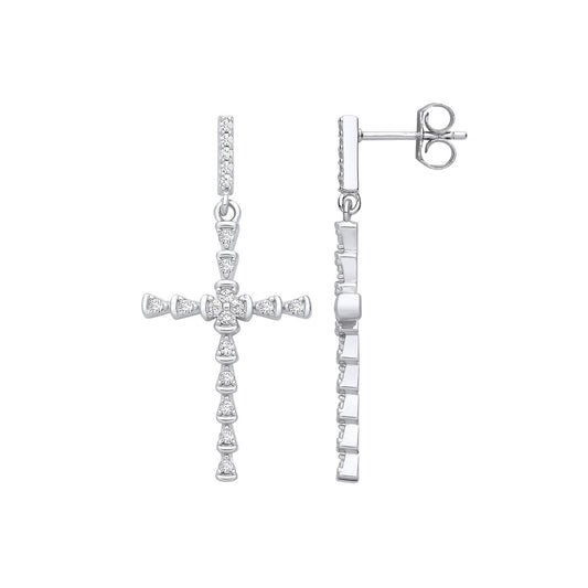 Silver Part Rub-over Cubic Zirconia Cross