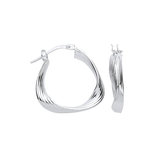 Silver Triangle 21mm Twisted Hoop Earrings
