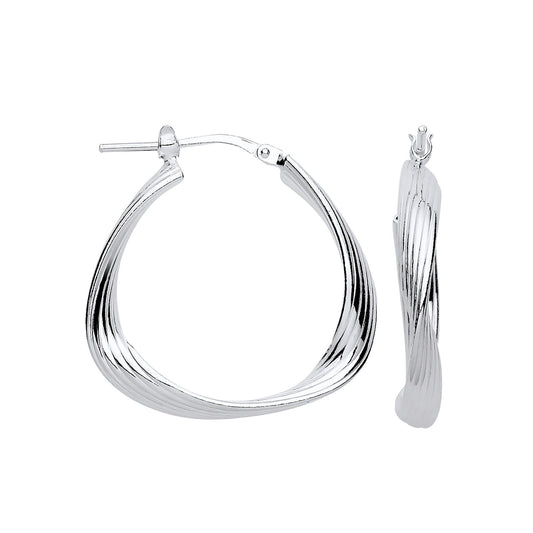 Silver Triangle 26mm Twisted Hoop Earrings