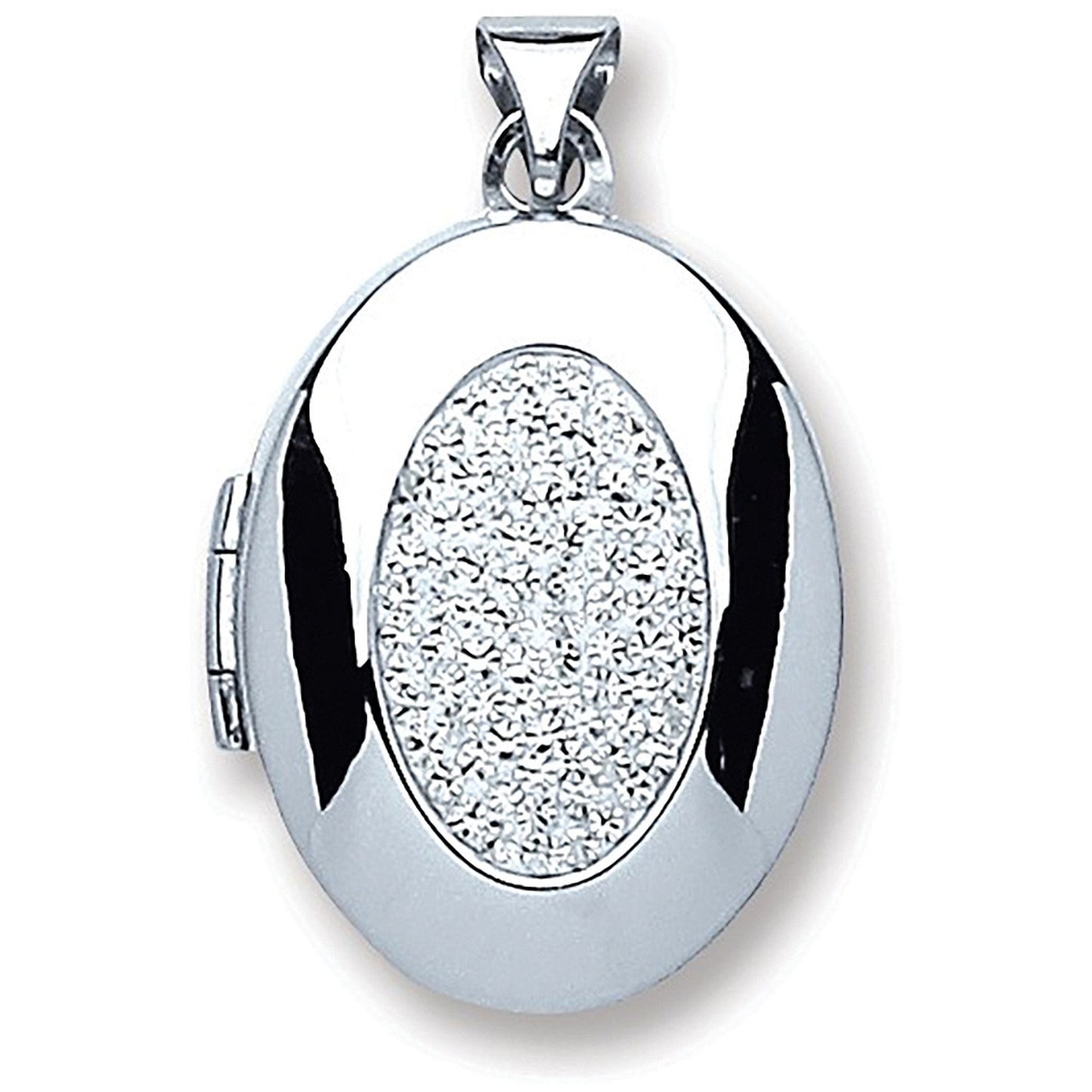 Silver Oval With Crystals Locket