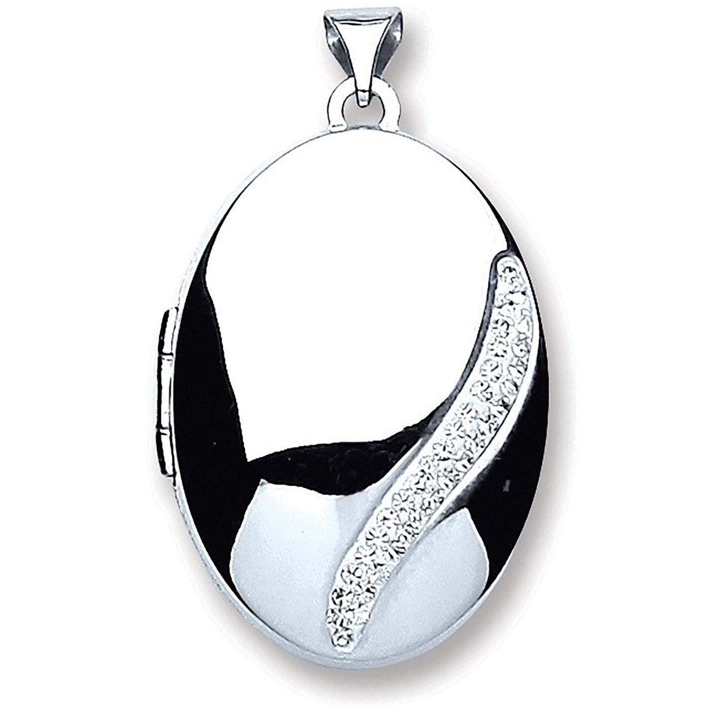 Silver Oval With Crystals Locket