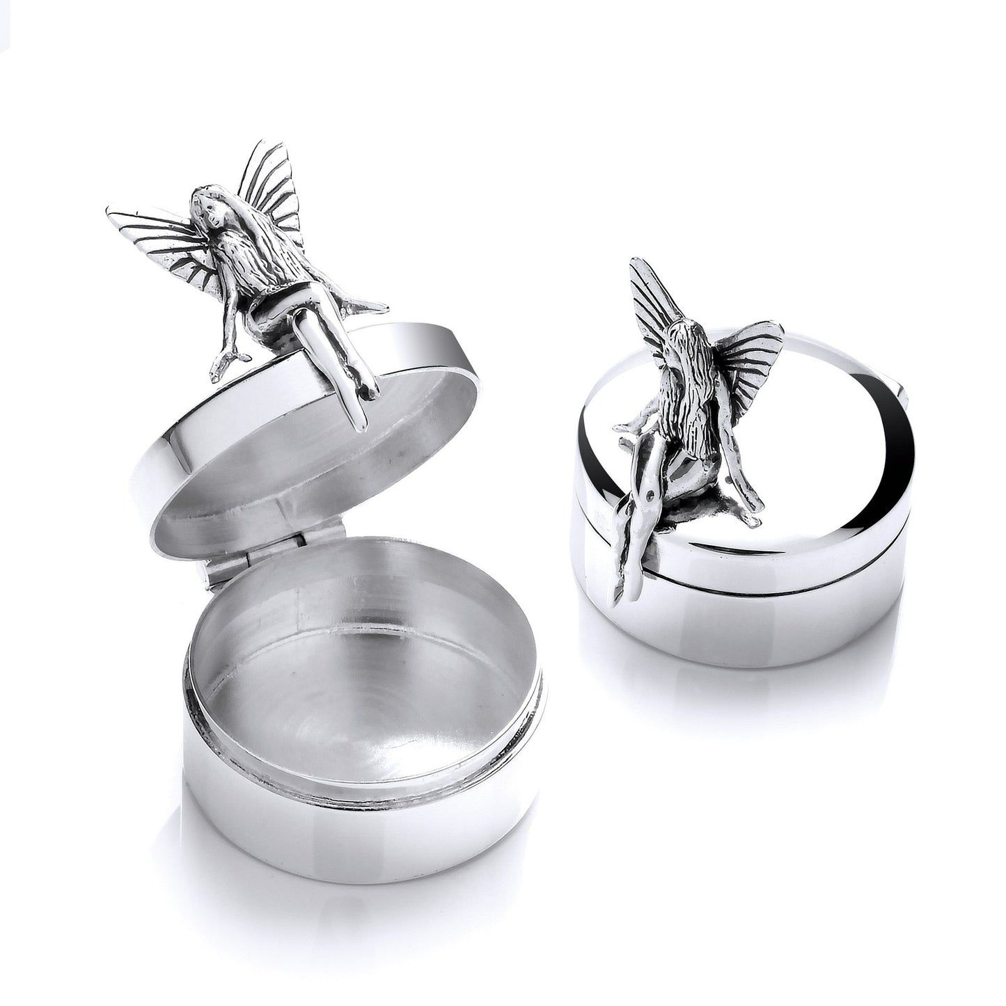 Silver Fairy Trinket (pill) Round Box