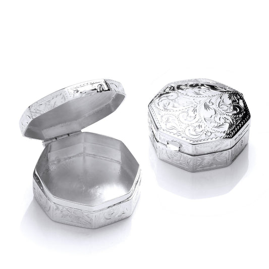Silver Trinket (pill) Octagon Design Box