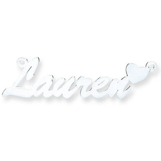 Silver Script Heart Nameplate With 16"/18"/20" Chain