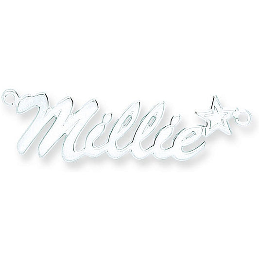 Silver Script Star Nameplate With 16"/18"/20" Chain