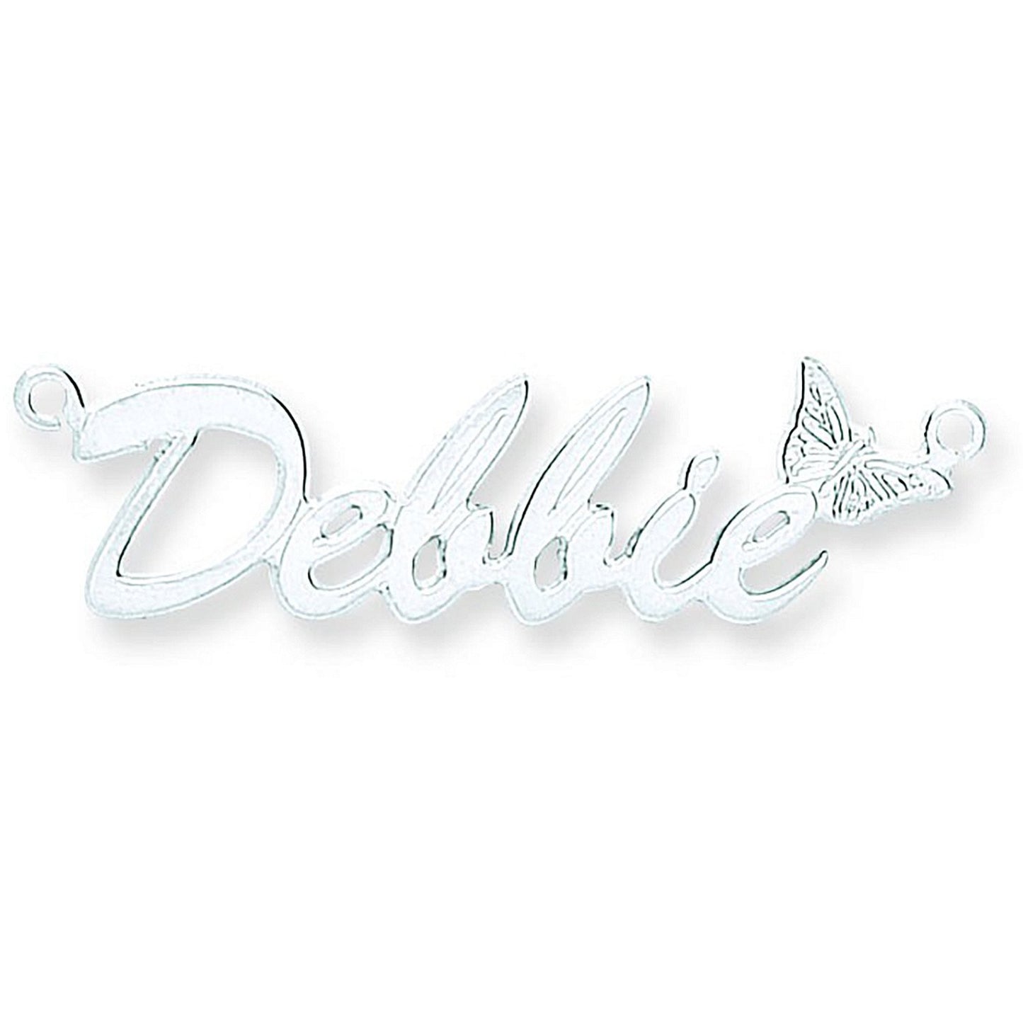 Silver Script Butterfly Nameplate With 16"/18"/20" Chain