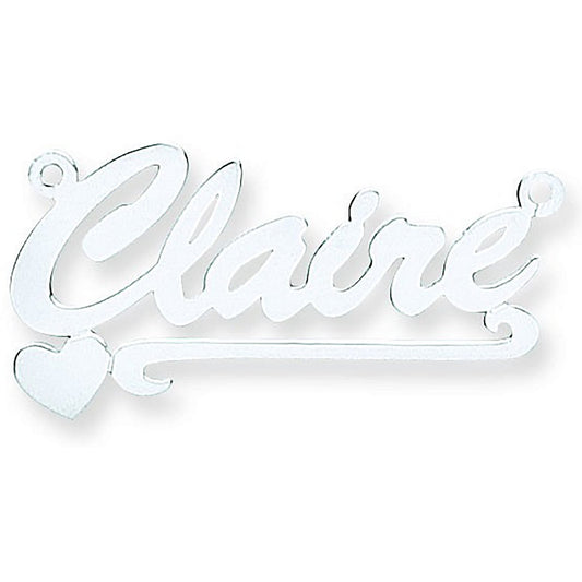Silver Script Heart Scroll Nameplate With 16"/18"/20" Chain