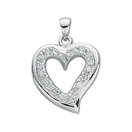 Silver Cubic Zirconia Heart Pendant