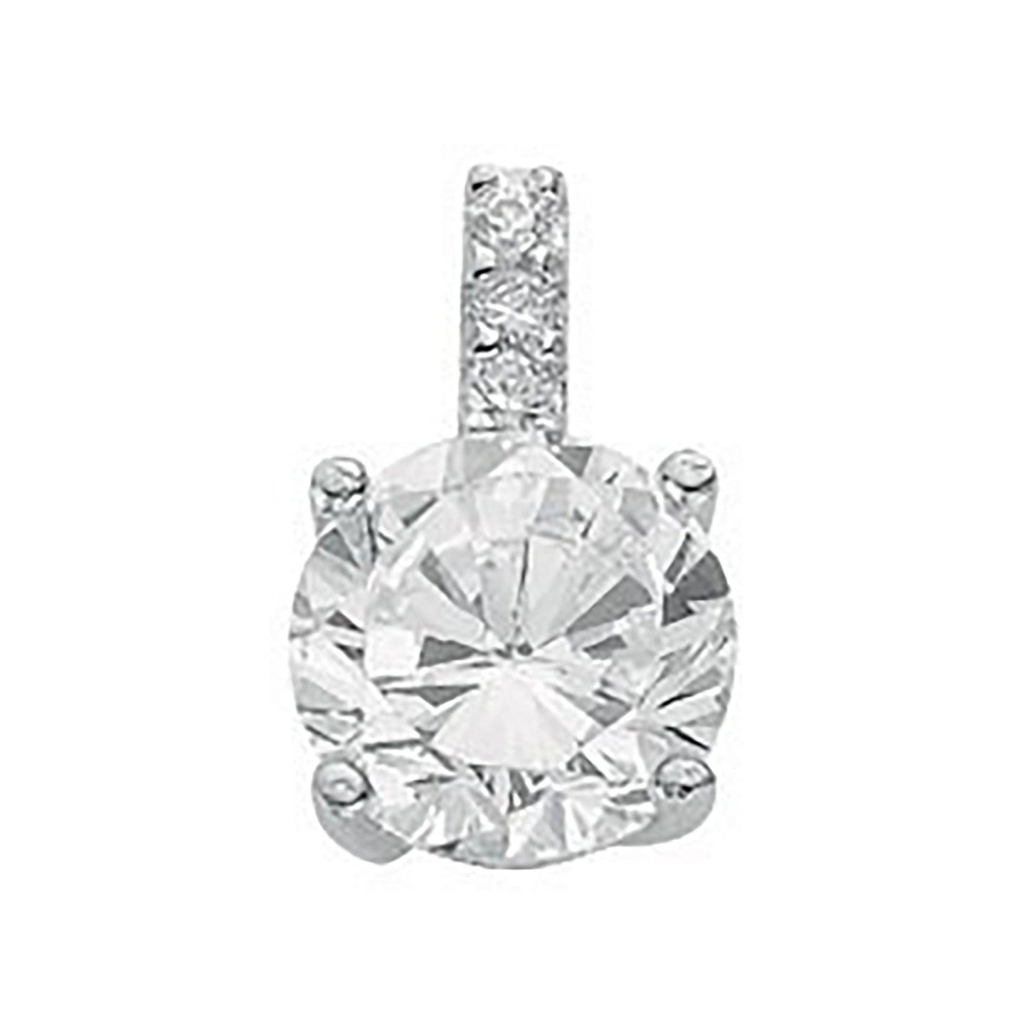 Silver Claw Set Cubic Zirconia Single Stone Pendant