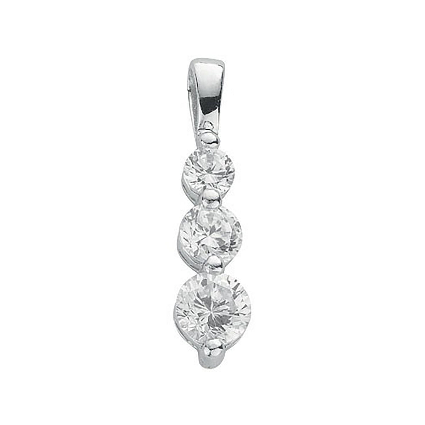 Silver Claw Set Cubic Zirconia Trilogy Drop Pendant