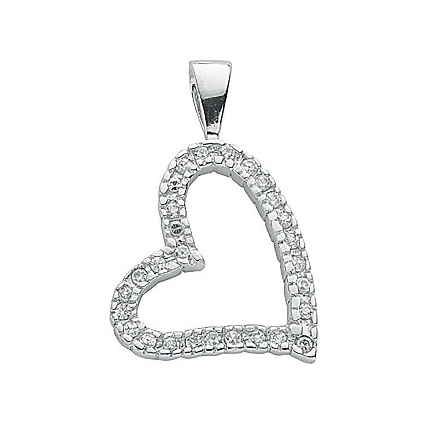 Silver Cubic Zirconia Heart Pendant