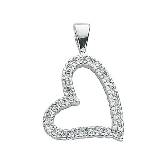 Silver Cubic Zirconia Heart Pendant
