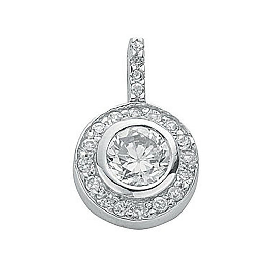Silver Cubic Zirconia Cluster Drop Pendant
