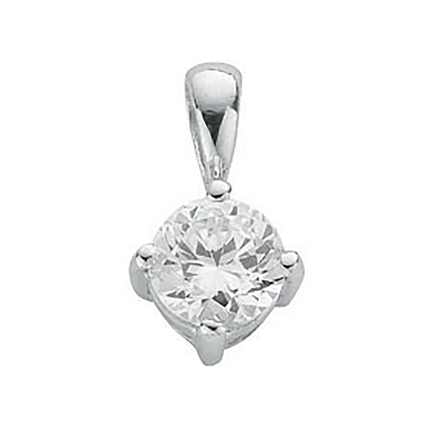 Silver Claw Set Cubic Zirconia Single Stone Pendant