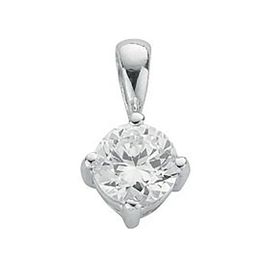 Silver Claw Set Cubic Zirconia Single Stone Pendant