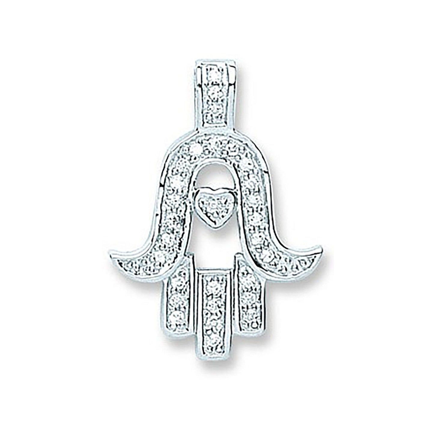 Silver Cubic Zirconia Chamsa Pendant