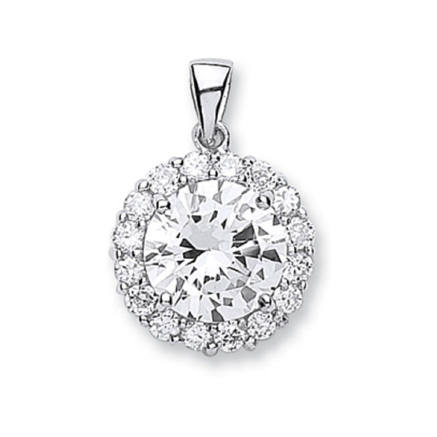 Silver Cubic Zirconia Cluster Drop Pendant