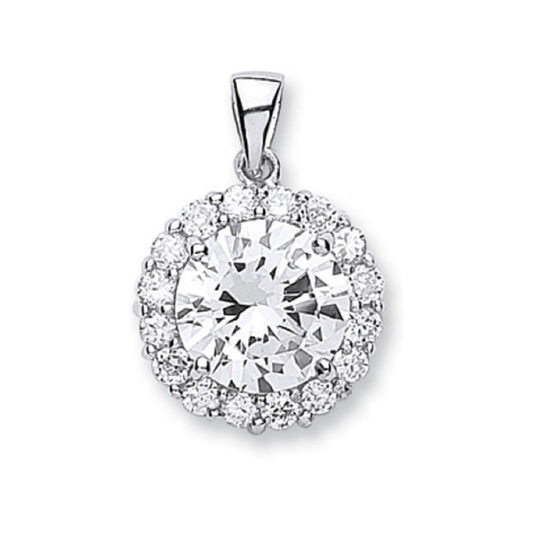 Silver Cubic Zirconia Cluster Drop Pendant