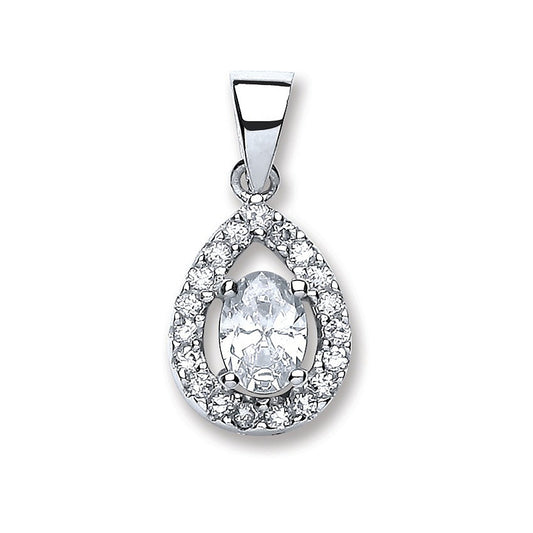Silver Pear Shape Cubic Zirconia Pendant