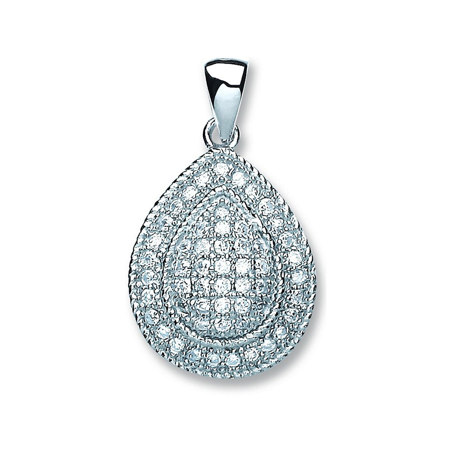 Silver Large Pear Shape Cubic Zirconia Pendant