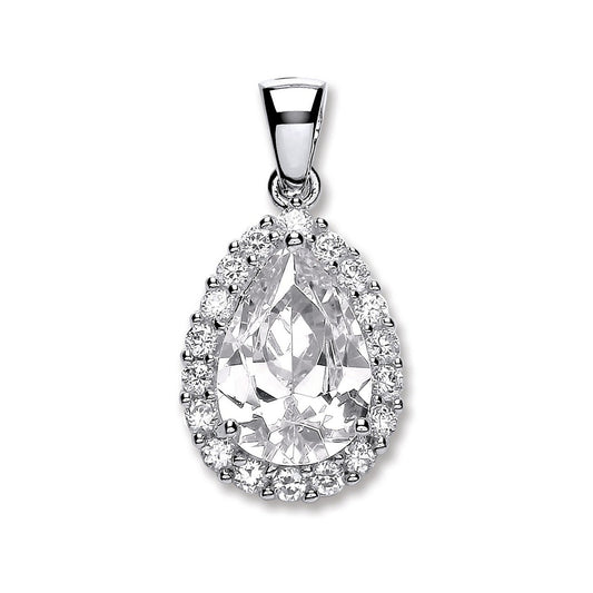 Silver Pear Shape Cubic Zirconia Pendant