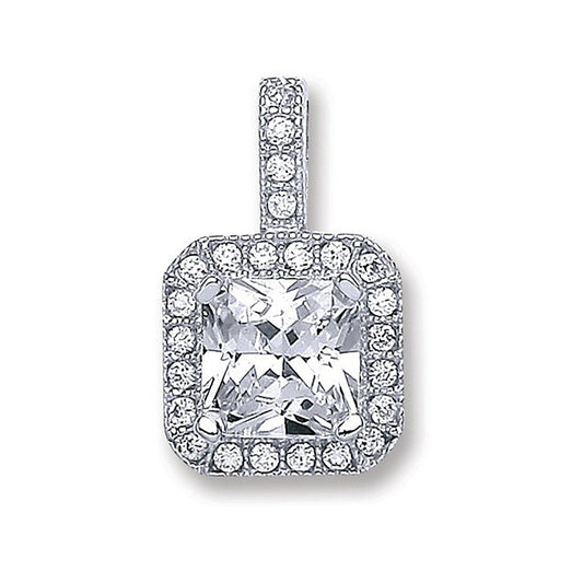 Silver Square Cubic Zirconia Pendant