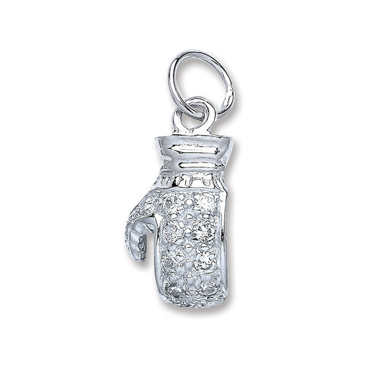 Silver Boxing Glove Cubic Zirconia Pendant