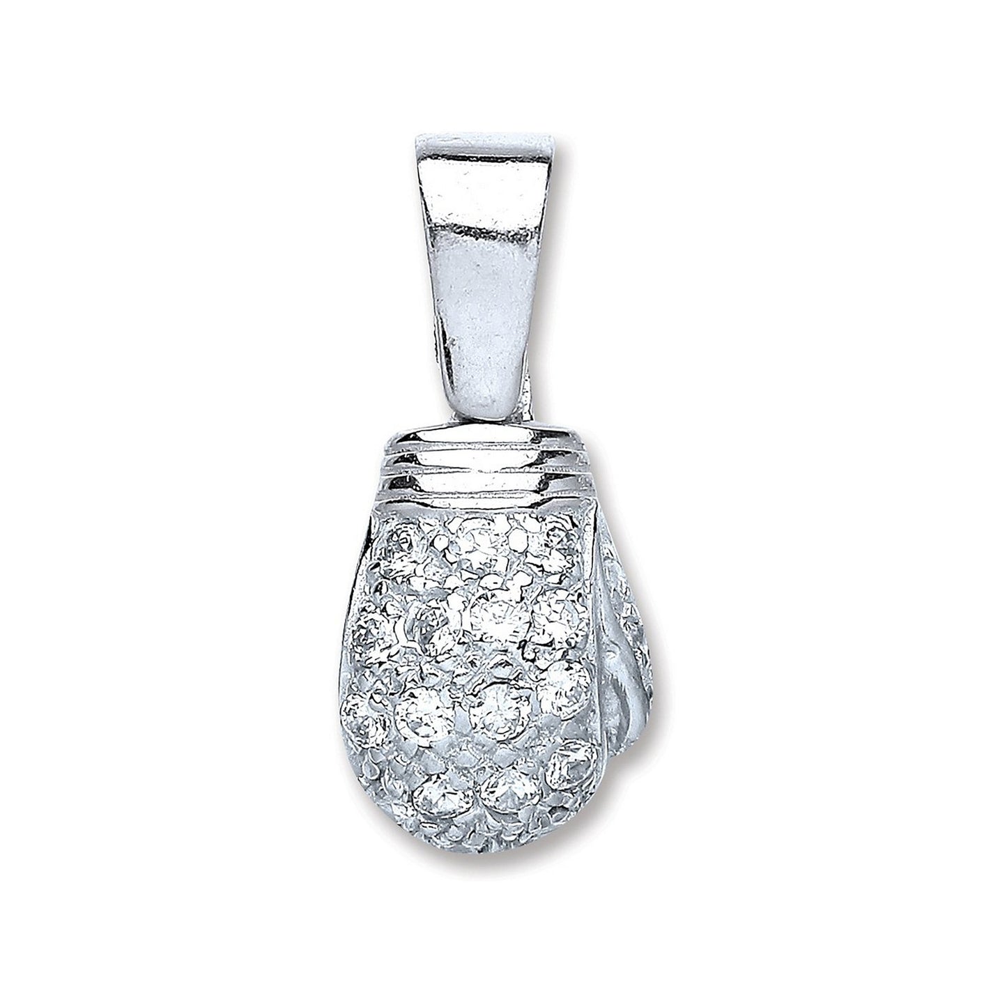 Silver Boxing Glove Cubic Zirconia Pendant