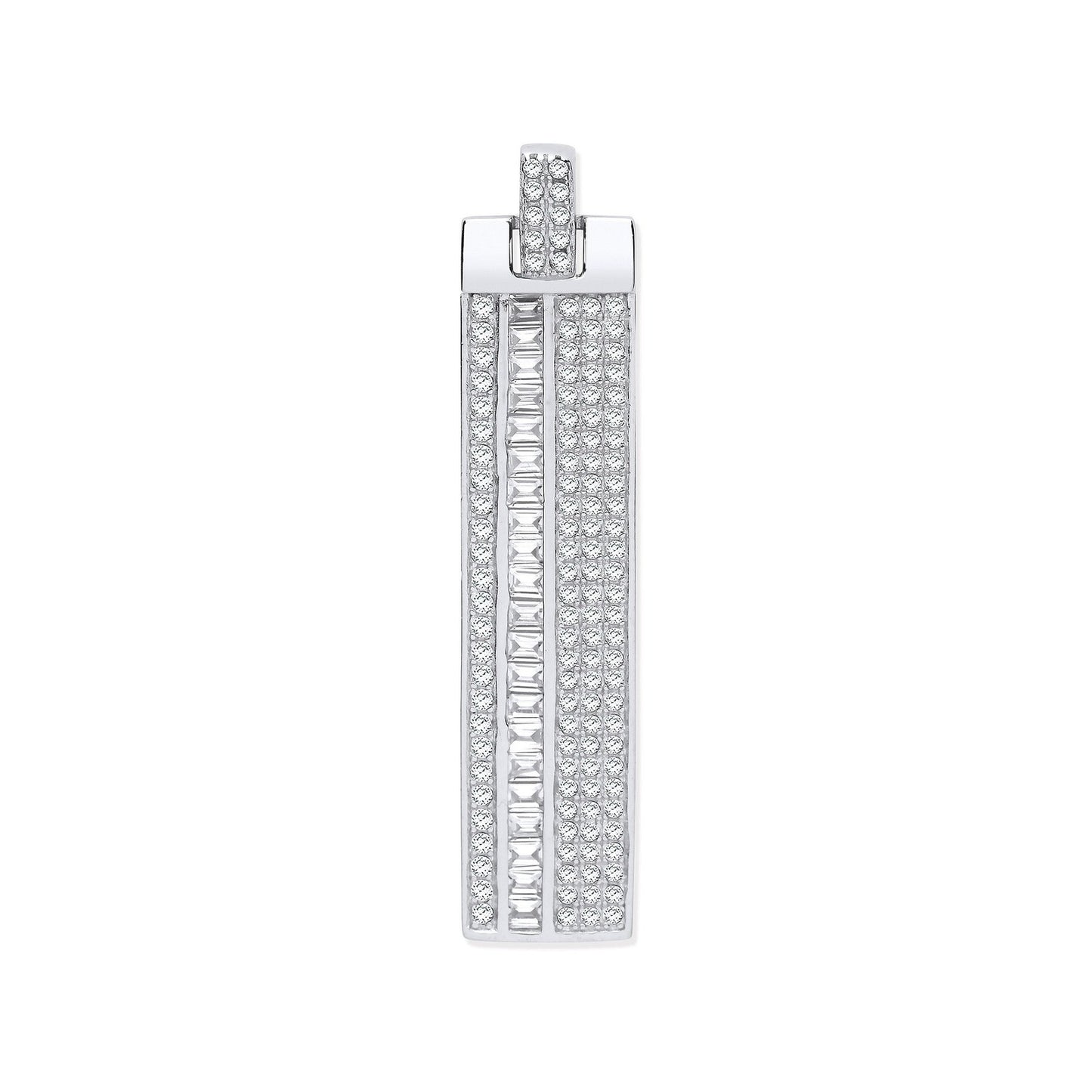Silver Cubic Zirconia Tag Pendant