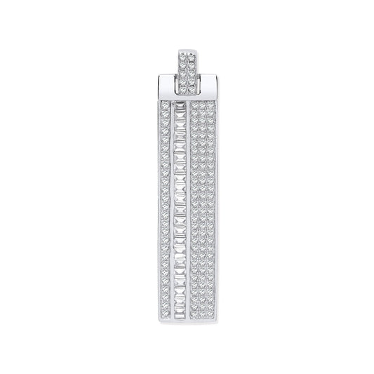 Silver Cubic Zirconia Tag Pendant