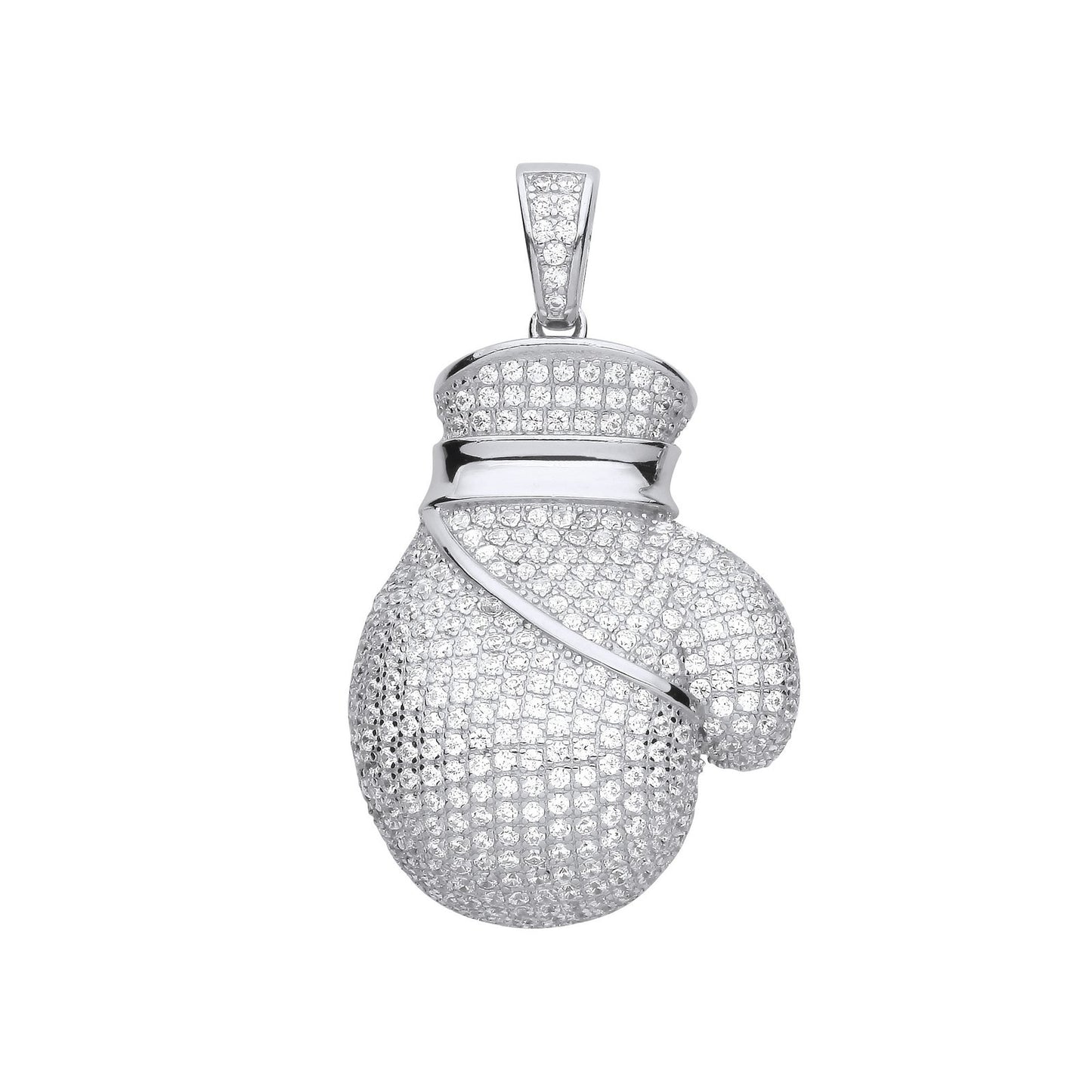 Silver Cubic Zirconia Big Boxing Glove Pendant