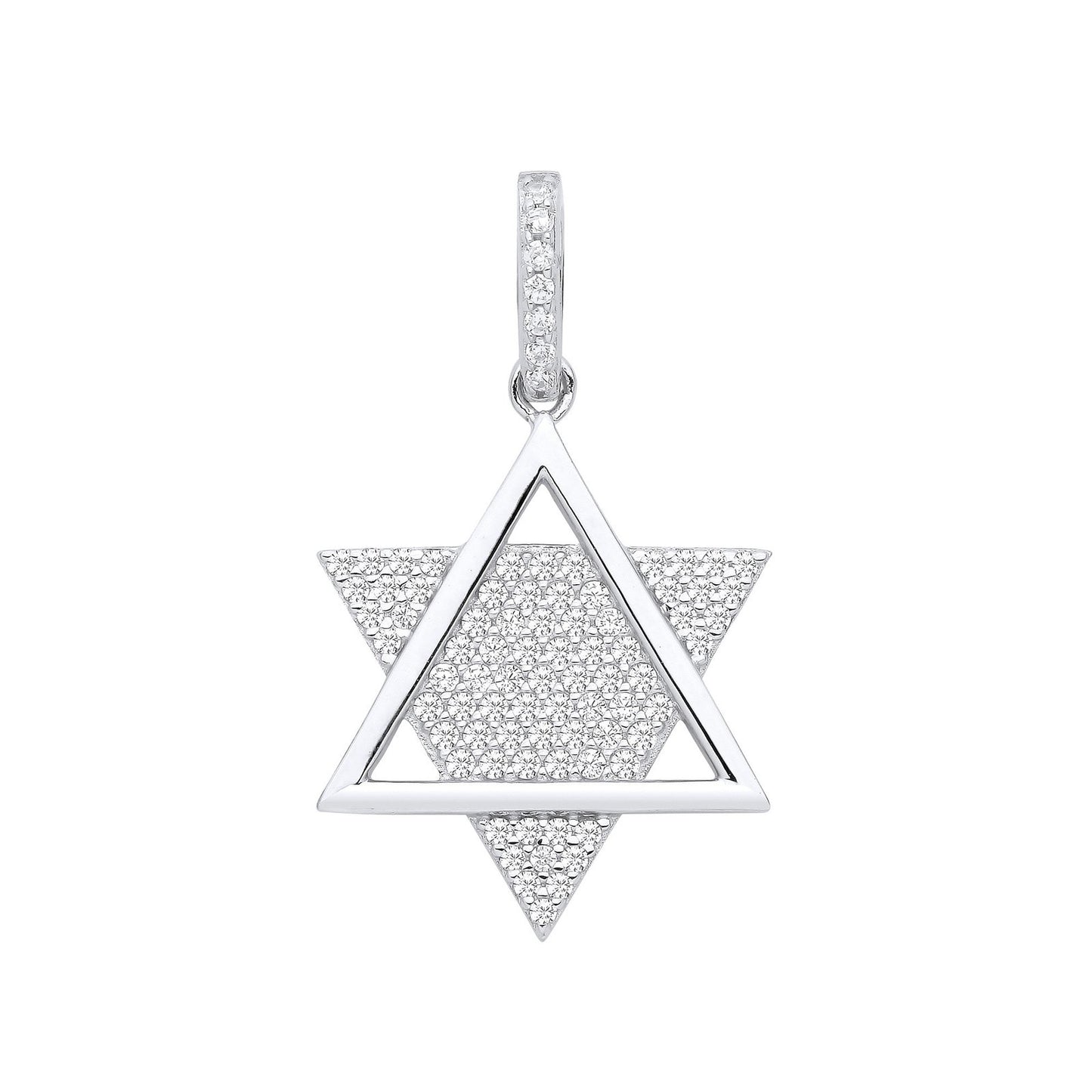 Silver Star Of David Cubic Zirconia Pendant