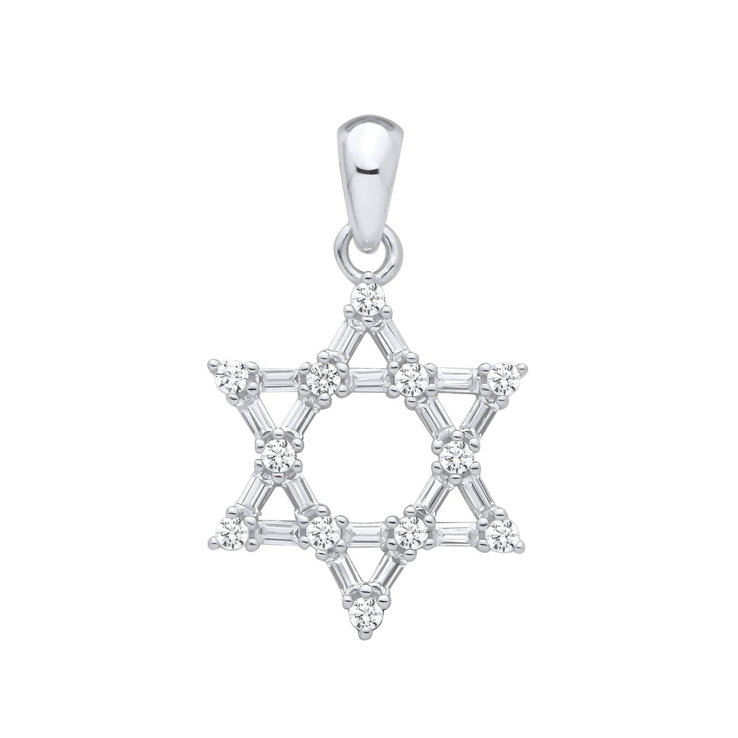 Silver Cubic Zirconias Star Of David Pendant