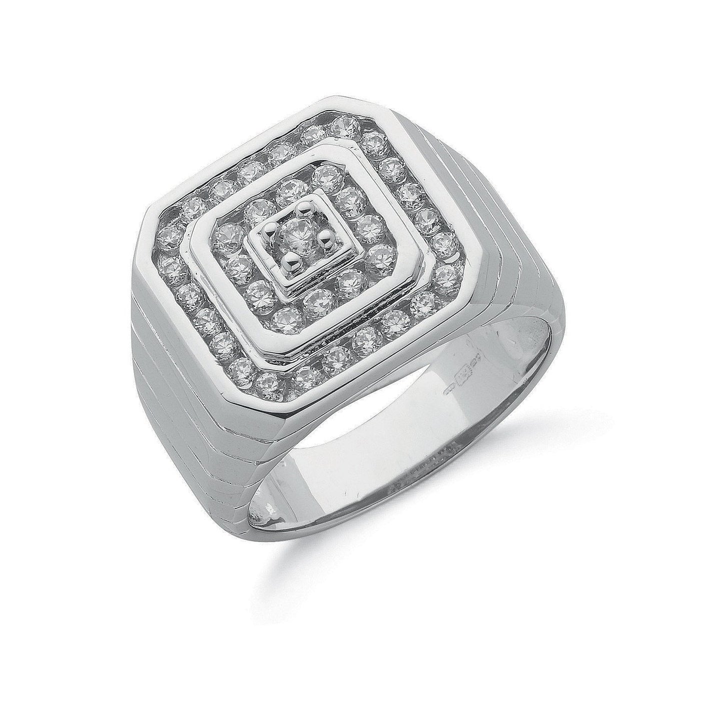 Silver Gents Cubic Zirconia Ring