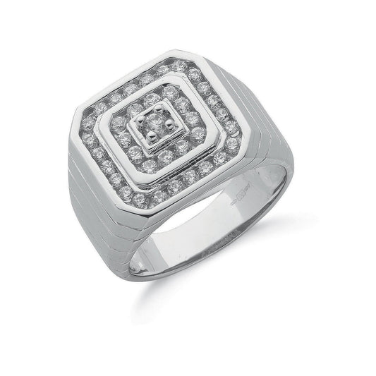 Silver Gents Cubic Zirconia Ring