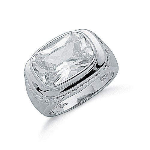 Silver Fancy Oval Cut Cubic Zirconia Ring