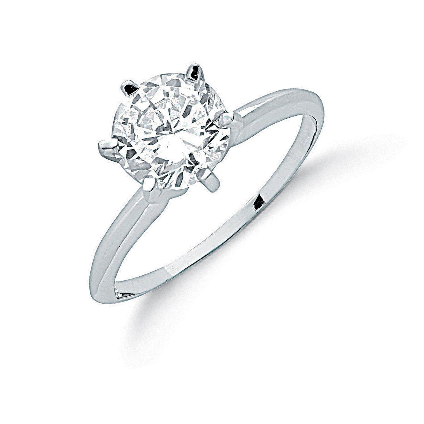 Silver Claw Set Cubic Zirconia Solitaire Ring