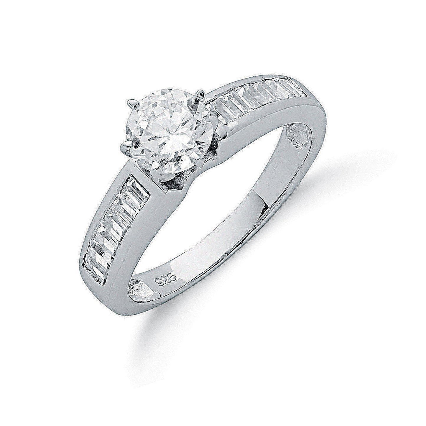 Silver Claw Set Cubic Zirconia Solitaire Ring