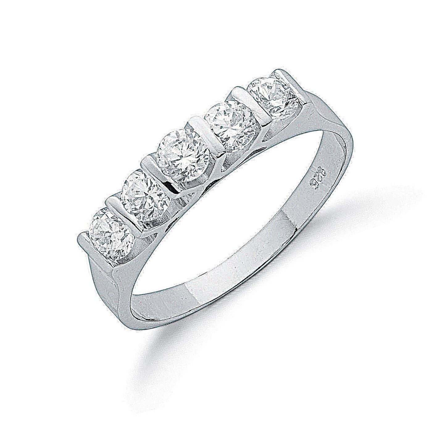 Silver Fancy Cubic Zirconia Half Eternity Ring