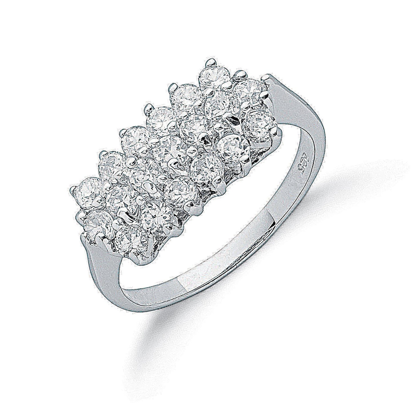 Silver Claw Set Cubic Zirconia Cluster Ring