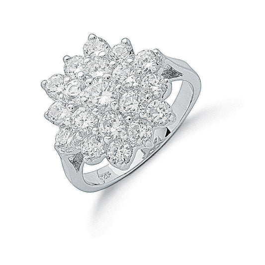 Silver Claw Set Cubic Zirconia Cluster Ring